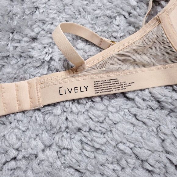 Lively The No-Wire Push Up Bra Toasted Almond Size 36C Wireless Wirefree - Picture 4 of 6